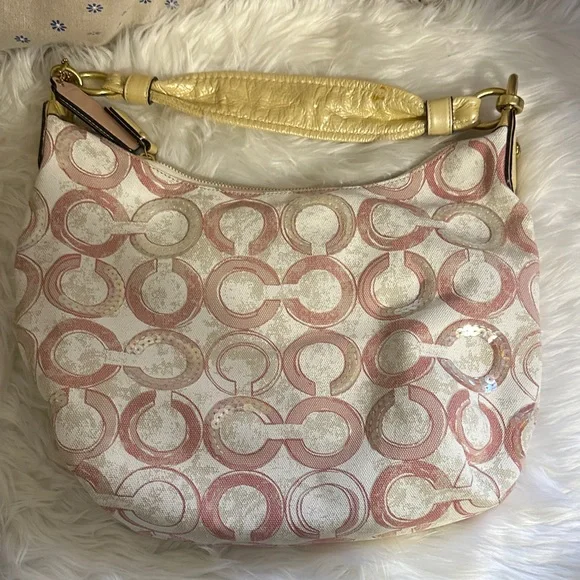 Coach Pink and Gold Shoulder Bag - Picture 3 of 6